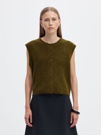WOOL BLEND  KNITTED VEST, Fir Green, highres