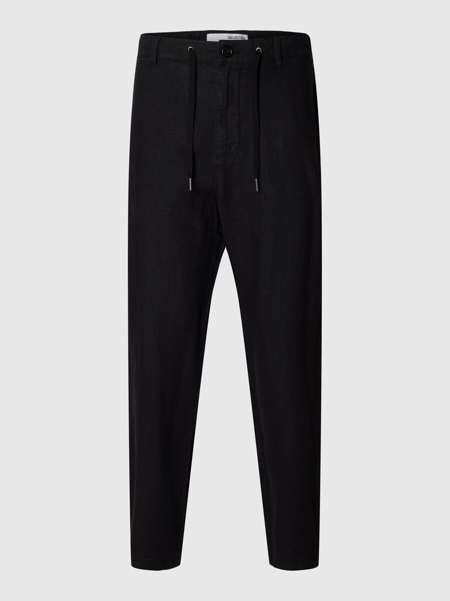 Selected LEINENMIX HOSE, Black, highres - 16093546_Black_001.jpg