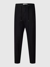 LINEN BLEND TROUSERS, Black, highres