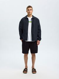 SEERSUCKER SHORTS, Black, highres