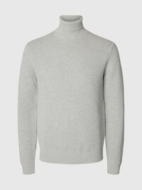BAUMWOLL ROLLKRAGENPULLOVER, Light Grey Melange, highres