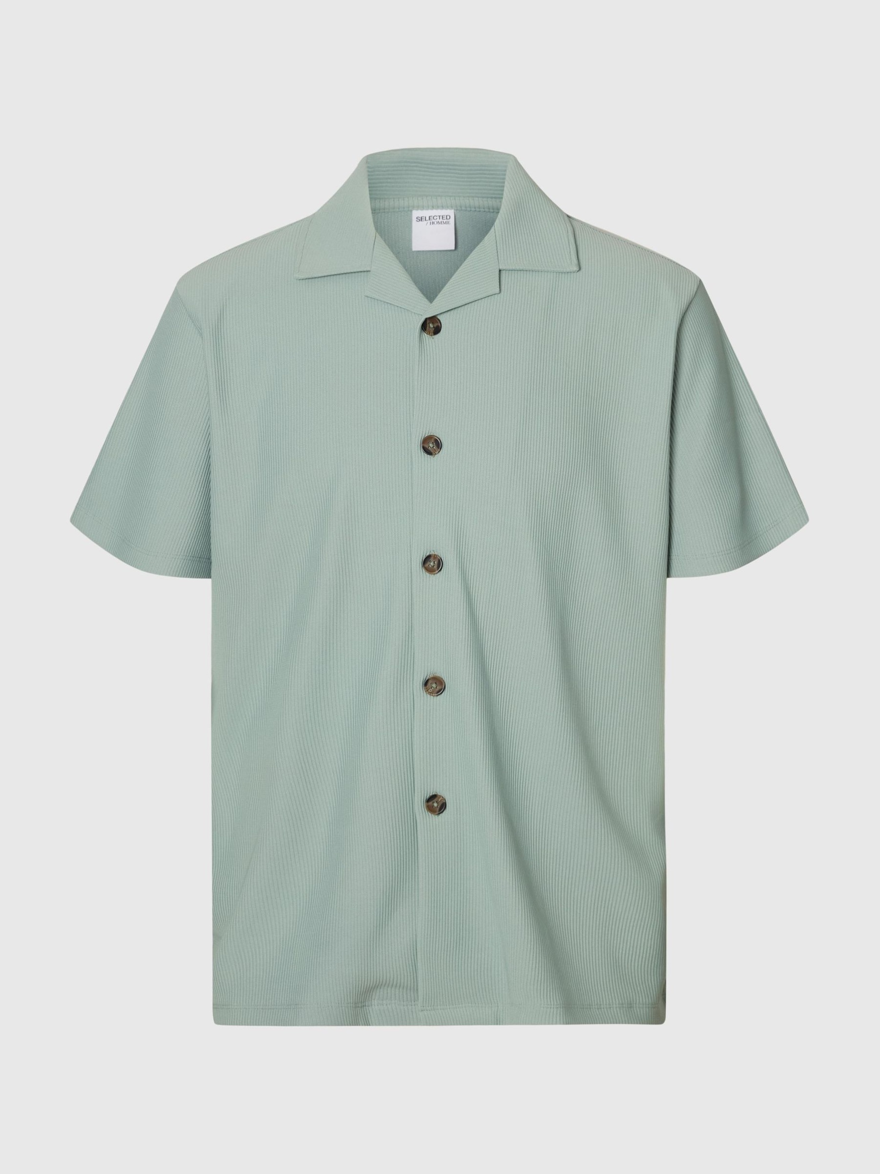 RIBBED CUBAN COLLAR SHORT SLEEVED SHIRT, Iceberg Green, highres
