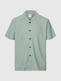 GERIPPTES CUBAN COLLAR KURZARMHEMD, Iceberg Green, highres