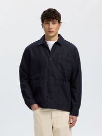 DENIM  OVERSHIRT, Dark Blue Denim, highres