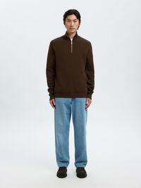 HALVE RITSSLUITING SWEATER, Demitasse, highres