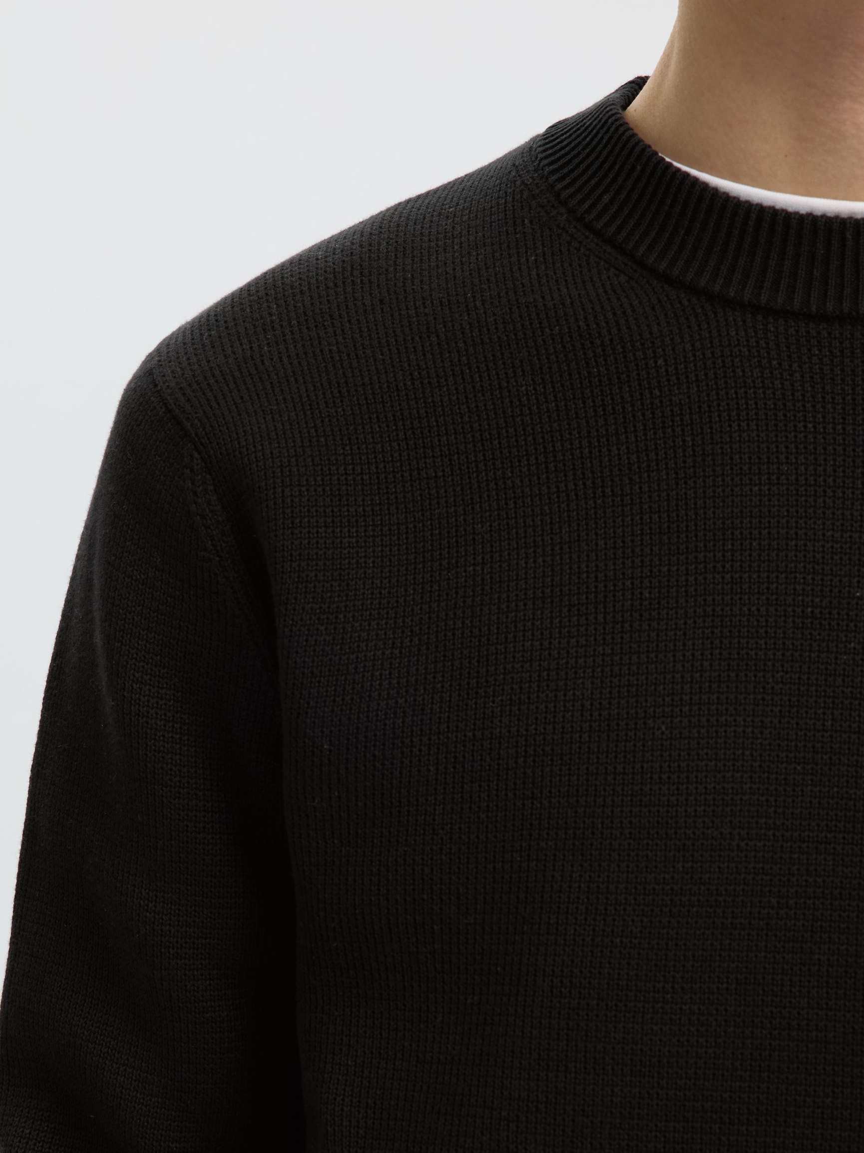 CREWNECK PULLOVER, Black, highres