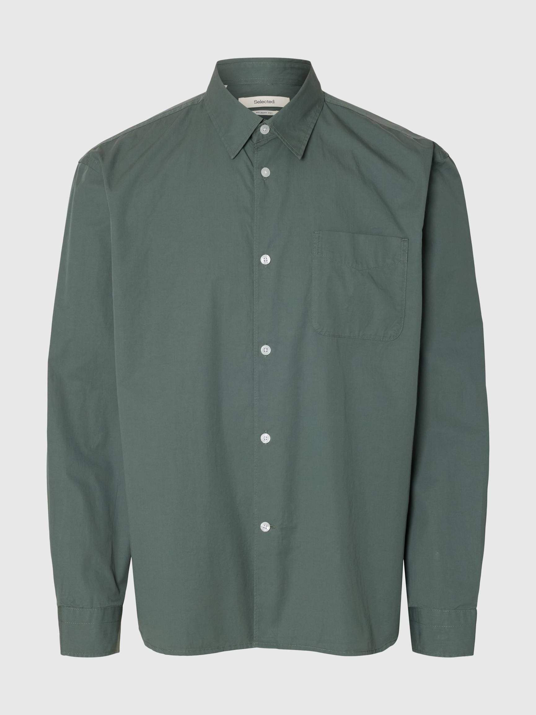 POPLIN LÅNGÄRMAD SKJORTA, Balsam Green, highres