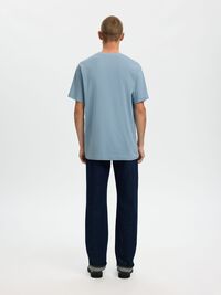 RIBBED COTTON T-SHIRT, Dusty Blue, highres