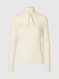 COL MONTANT TOP À MANCHES LONGUES, Egret, highres