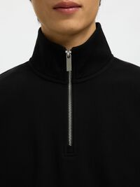 HALF ZIP SWEATSHIRT, Black, highres