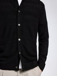 100% MERINO WOOL CARDIGAN, Black, highres