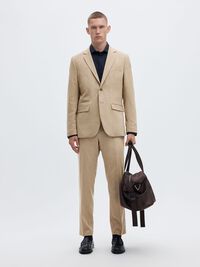 GEWEBTER WOLLGEMISCH BLAZER, Sand, highres