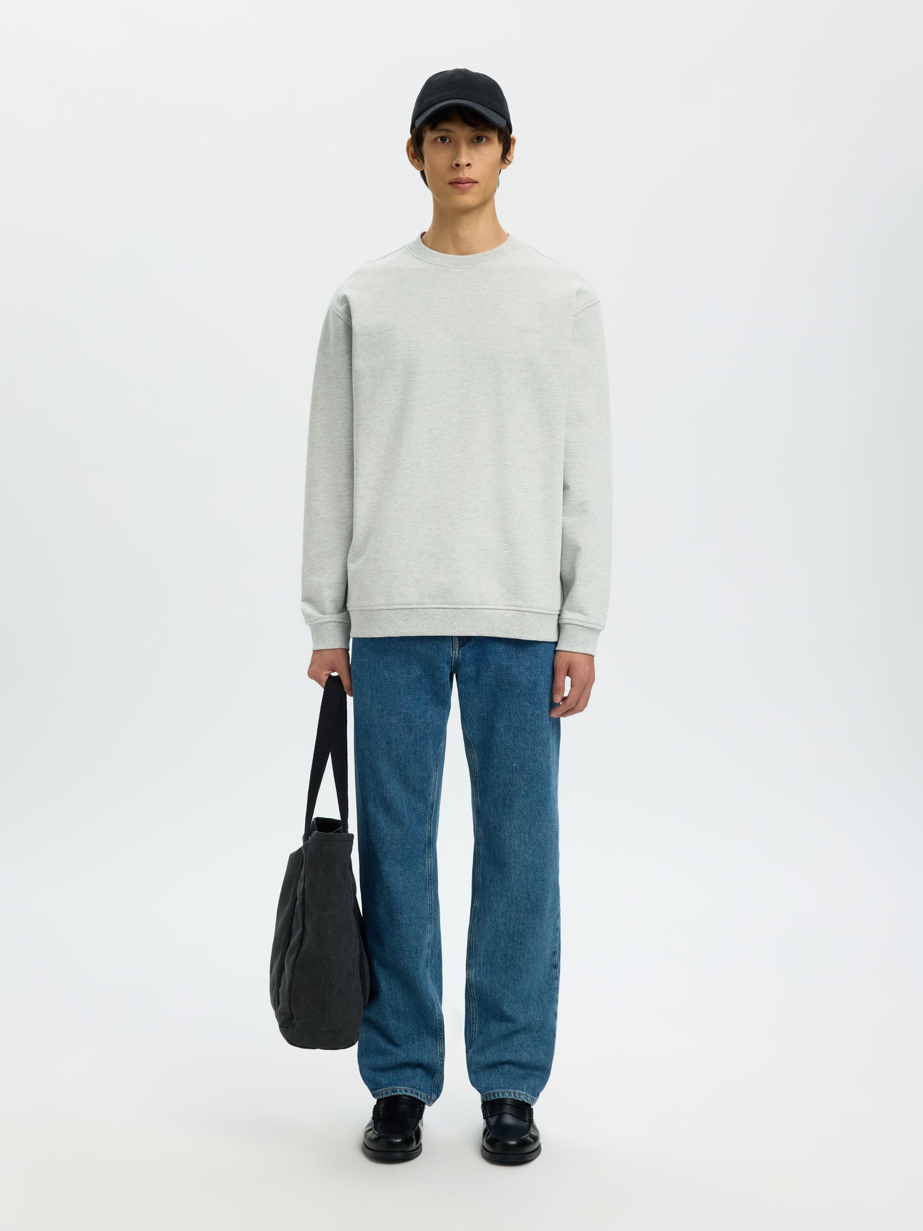 COTTON SWEATSHIRT, Light Grey Melange, highres