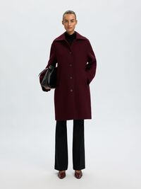 WOOL BLEND LONG COAT, Tawny Port, highres