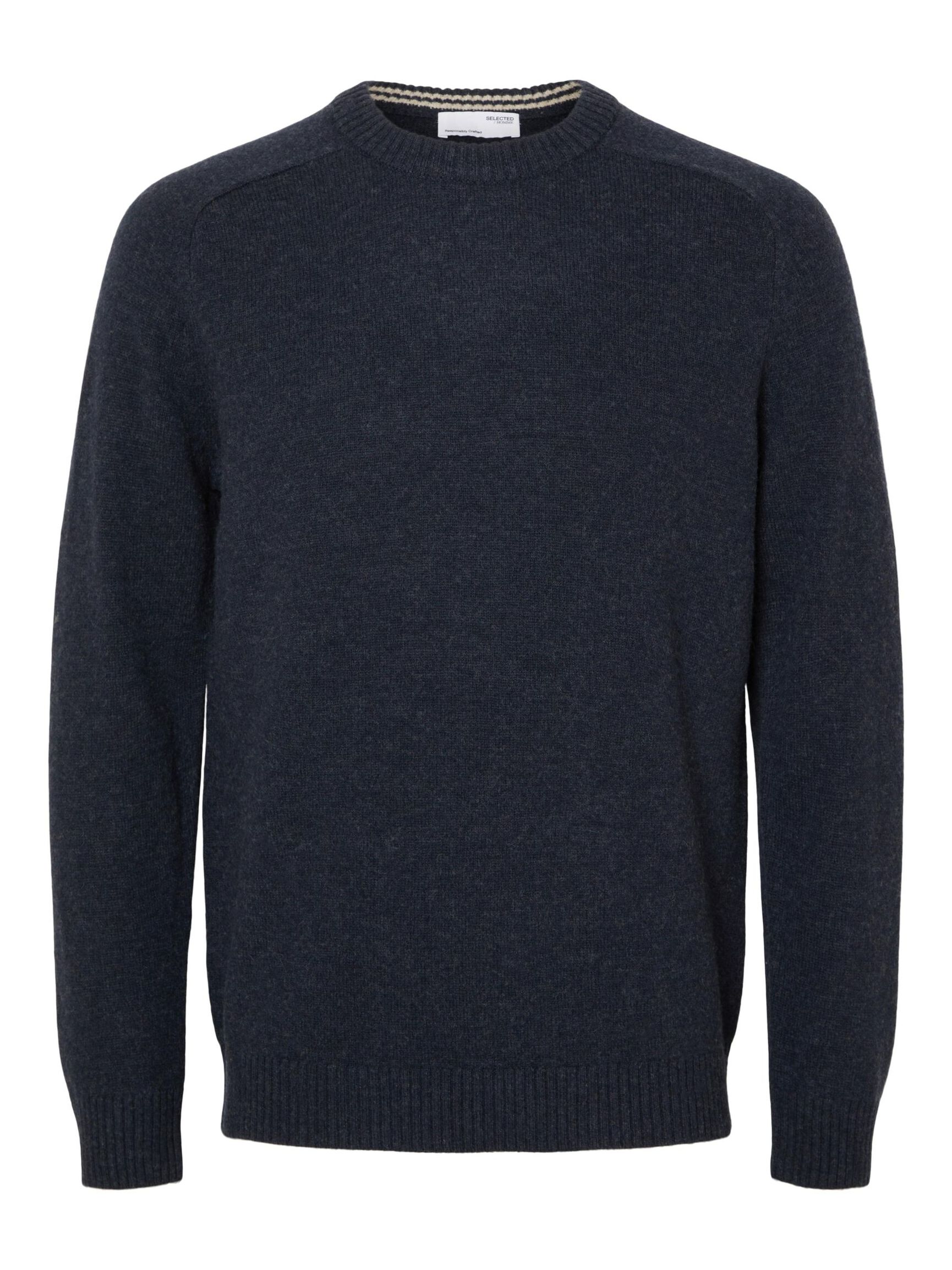 CREW NECK KNITTED JUMPER, Dark Sapphire, highres