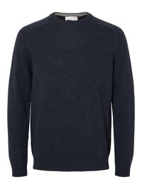 CREW NECK KNITTED JUMPER, Dark Sapphire, highres