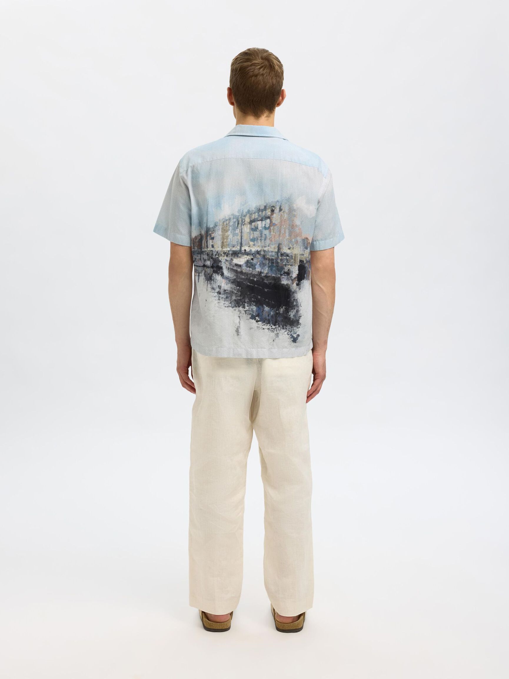 PRINTED SHORT SLEEVED SHIRT, Cashmere Blue, highres