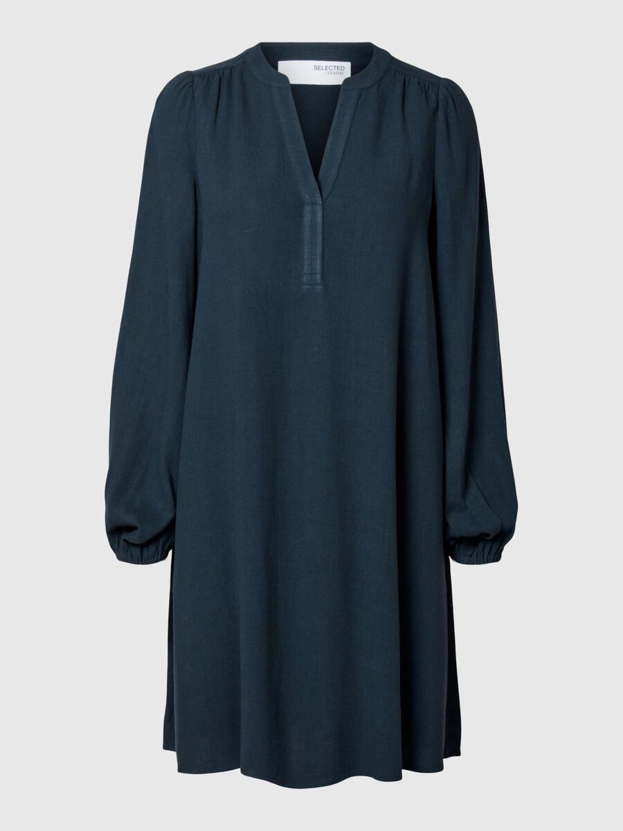 Selected MEZCLA DE VISCOSA VESTIDO MINI, Dark Sapphire, highres - 16093188_DarkSapphire_001.jpg