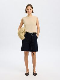 COTTON BLEND KNITTED VEST, Birch, highres