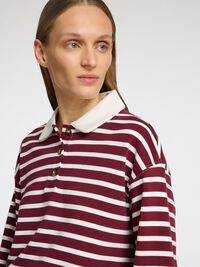 STRIPED  LONG-SLEEVED POLO, Zinfandel, highres