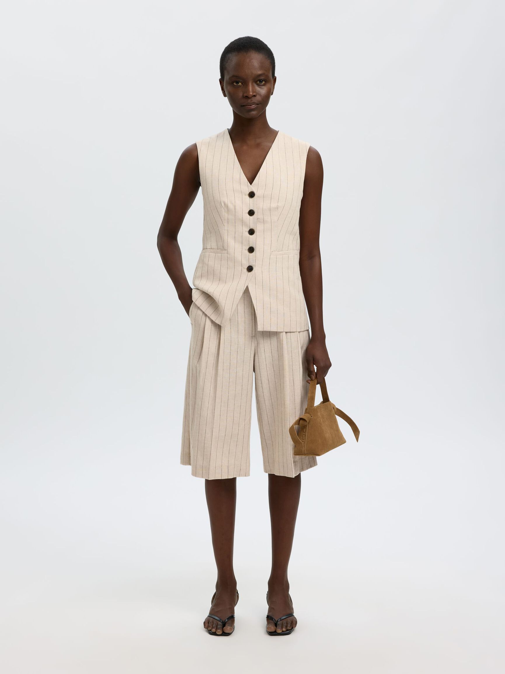 LEINENMIX BERMUDASHORTS, White Pepper, highres