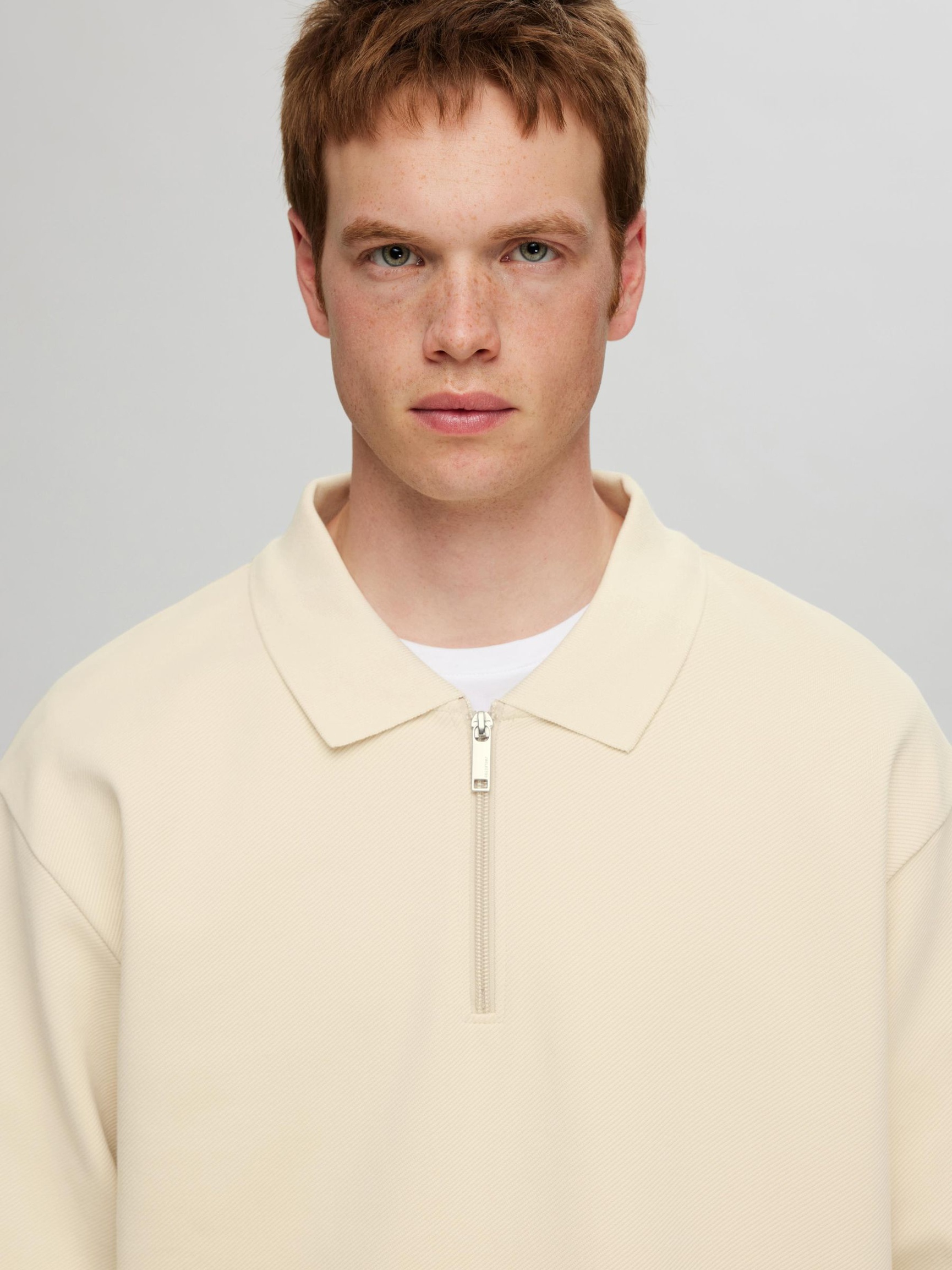 LÅNGÄRMAD SWEATSHIRT MED DRAGKEDJA, Fog, highres