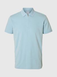 ZIPPER POLO SHIRT, Winter Sky, highres