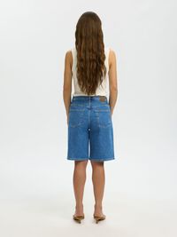 MID WASH DENIM SHORTS, Medium Blue Denim, highres
