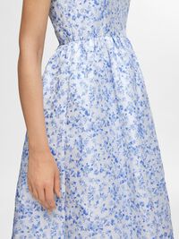 FLORAL PRINTED SLEEVELESS MIDI DRESS, Sky Blue, highres