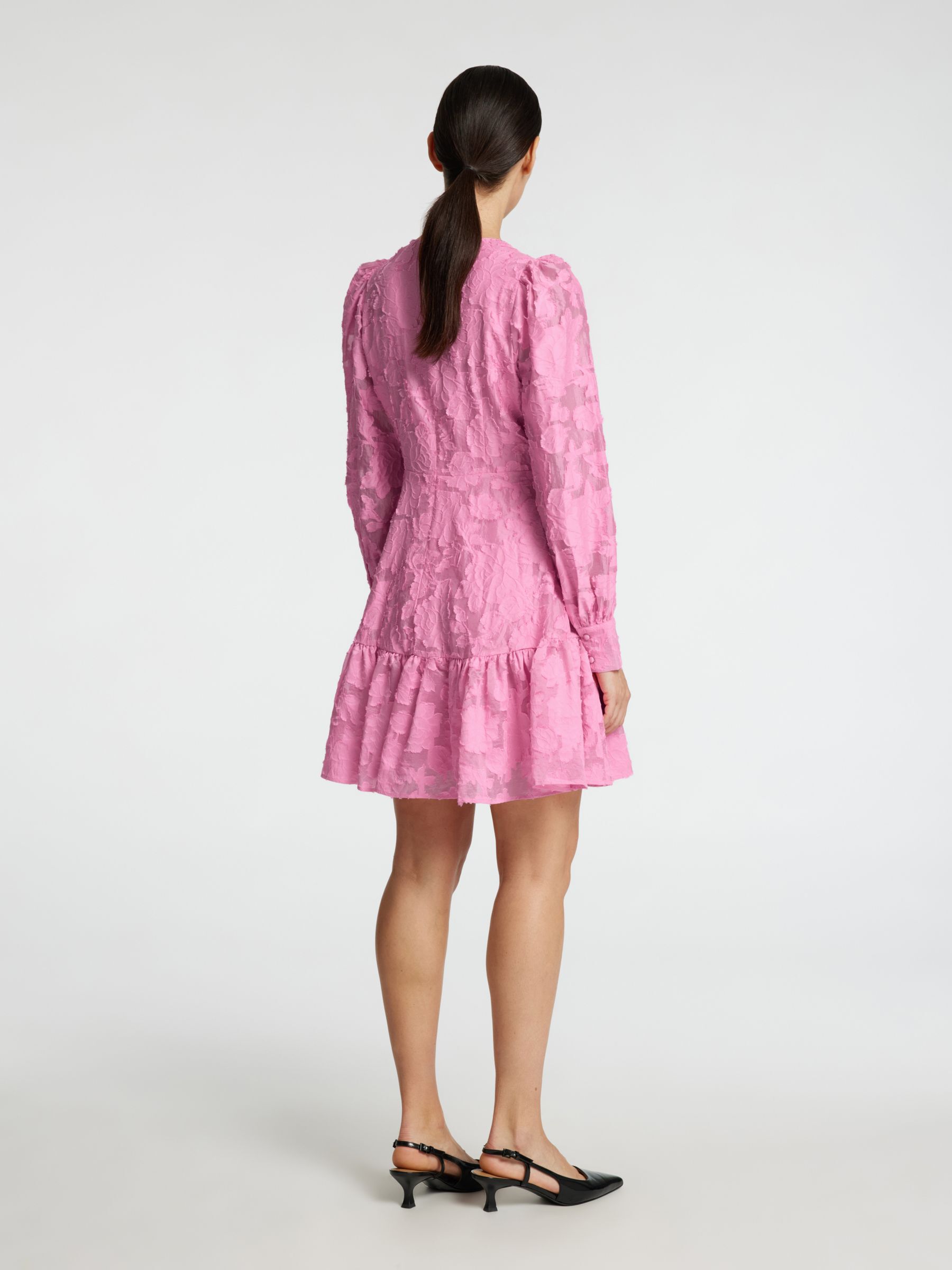 LONG-SLEEVED FLORAL MINI DRESS, Rosebloom, highres