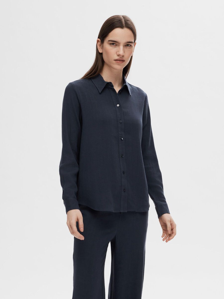 Selected VISCOSE BLEND SHIRT, Dark Sapphire, highres - 16082298_DarkSapphire_003.jpg