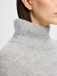 POLOKRAGE ULLBLANDNING TRÖJA, Light Grey Melange, highres