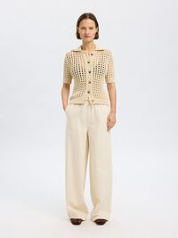 HÆKLET STIL STRIKKET CARDIGAN, Birch, highres