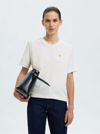 EMBROIDERED CREWNECK T-SHIRT, Bright White, highres