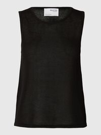 KNITTED TANK TOP, Black, highres