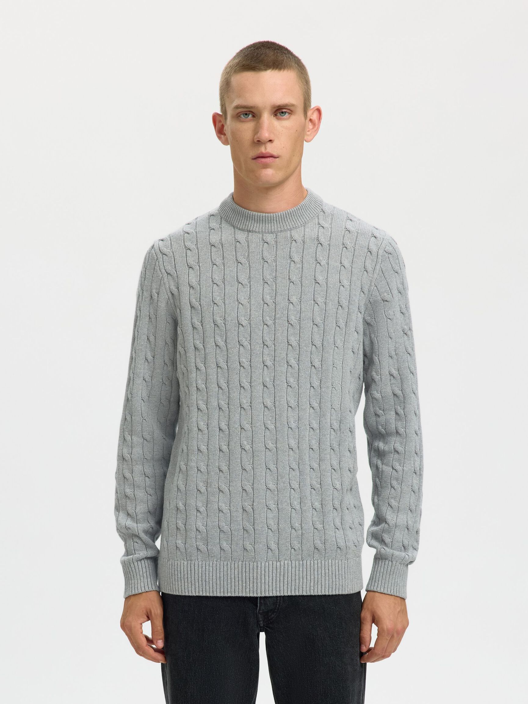 PULLOVER A MAGLIA, Medium Grey Melange, highres