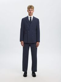 RELAXED FIT DOUBLE-BREASTED BLAZER, Dark Navy, highres