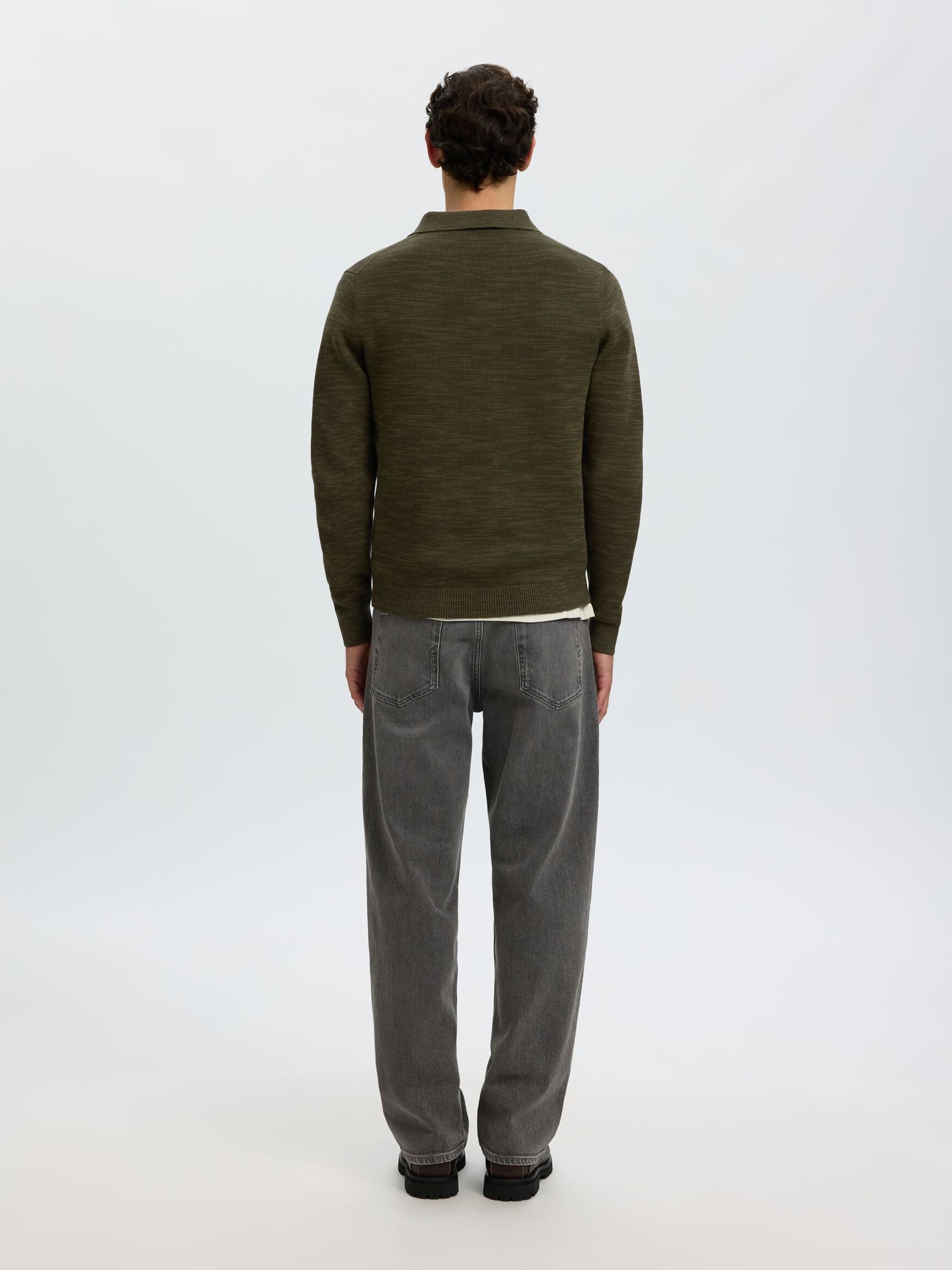 LONG SLEEVED HALF-ZIP JUMPER, Forest Night, highres