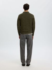LONG SLEEVED HALF-ZIP JUMPER, Forest Night, highres