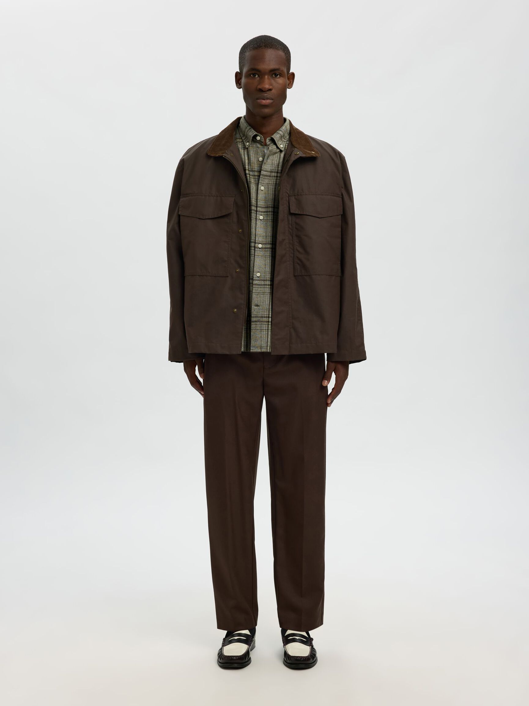 100% COTTON BUTTON-DOWN SHIRT, Forest Night, highres