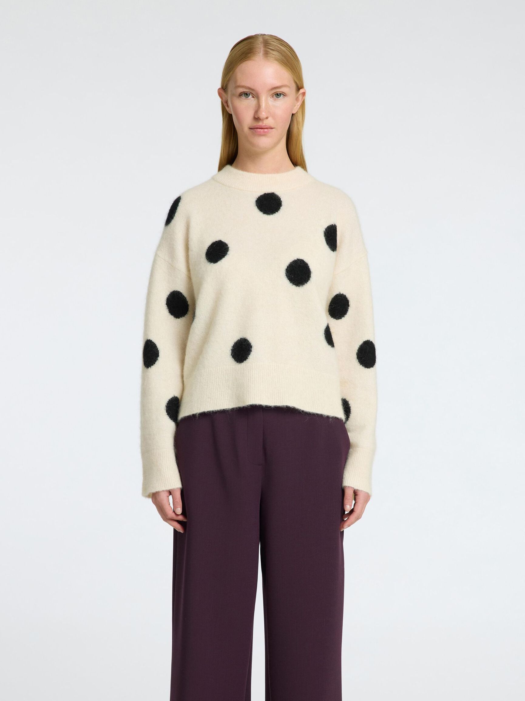 POLKADOT SWEATER, Birch, highres