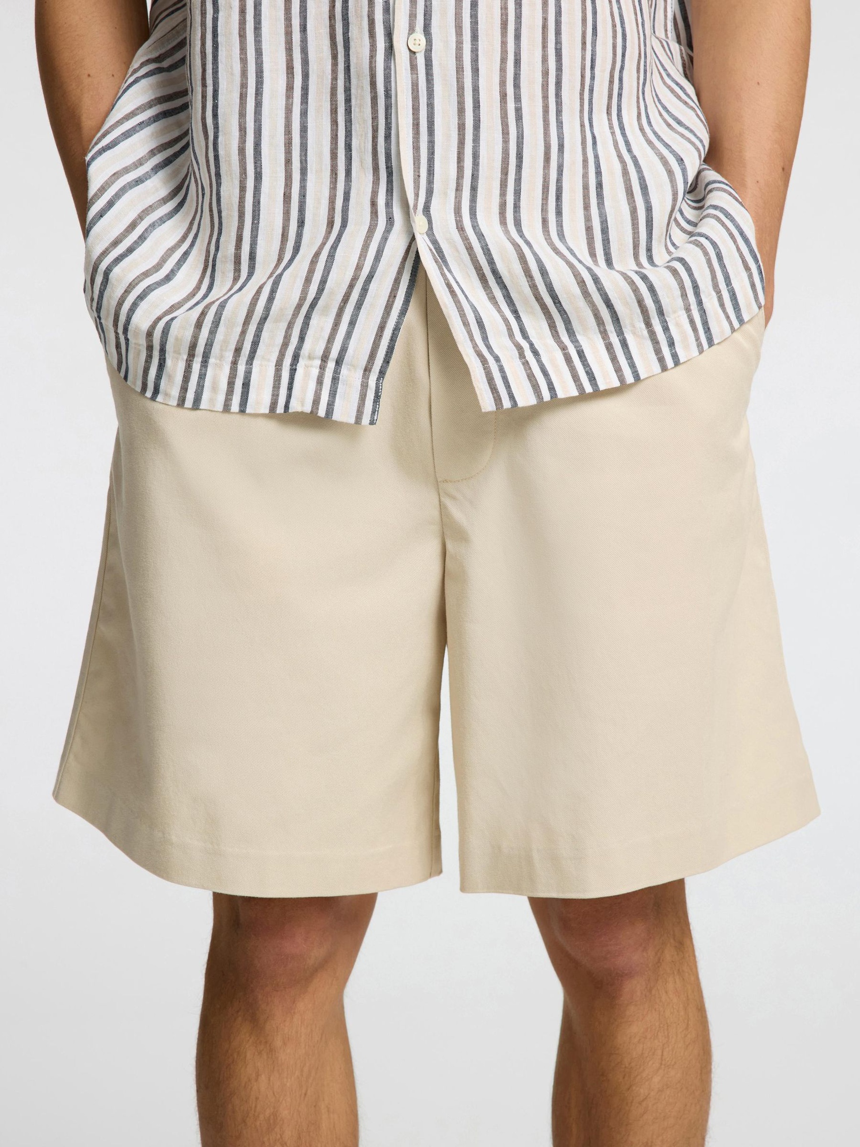 LOOSE FIT SHORTS, Oatmeal, highres