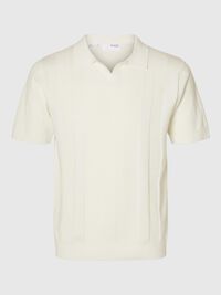 KORTE MOUWEN GEBREIDE POLO, Egret, highres