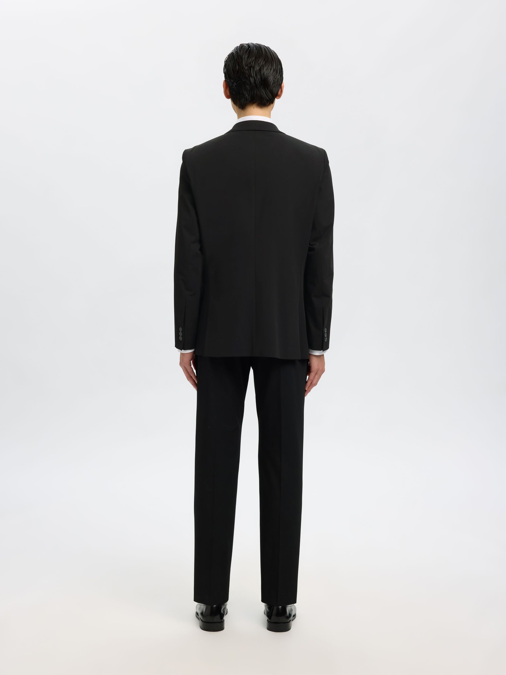 VISKOSEBLANDING SLIM FIT BLAZER, Black, highres