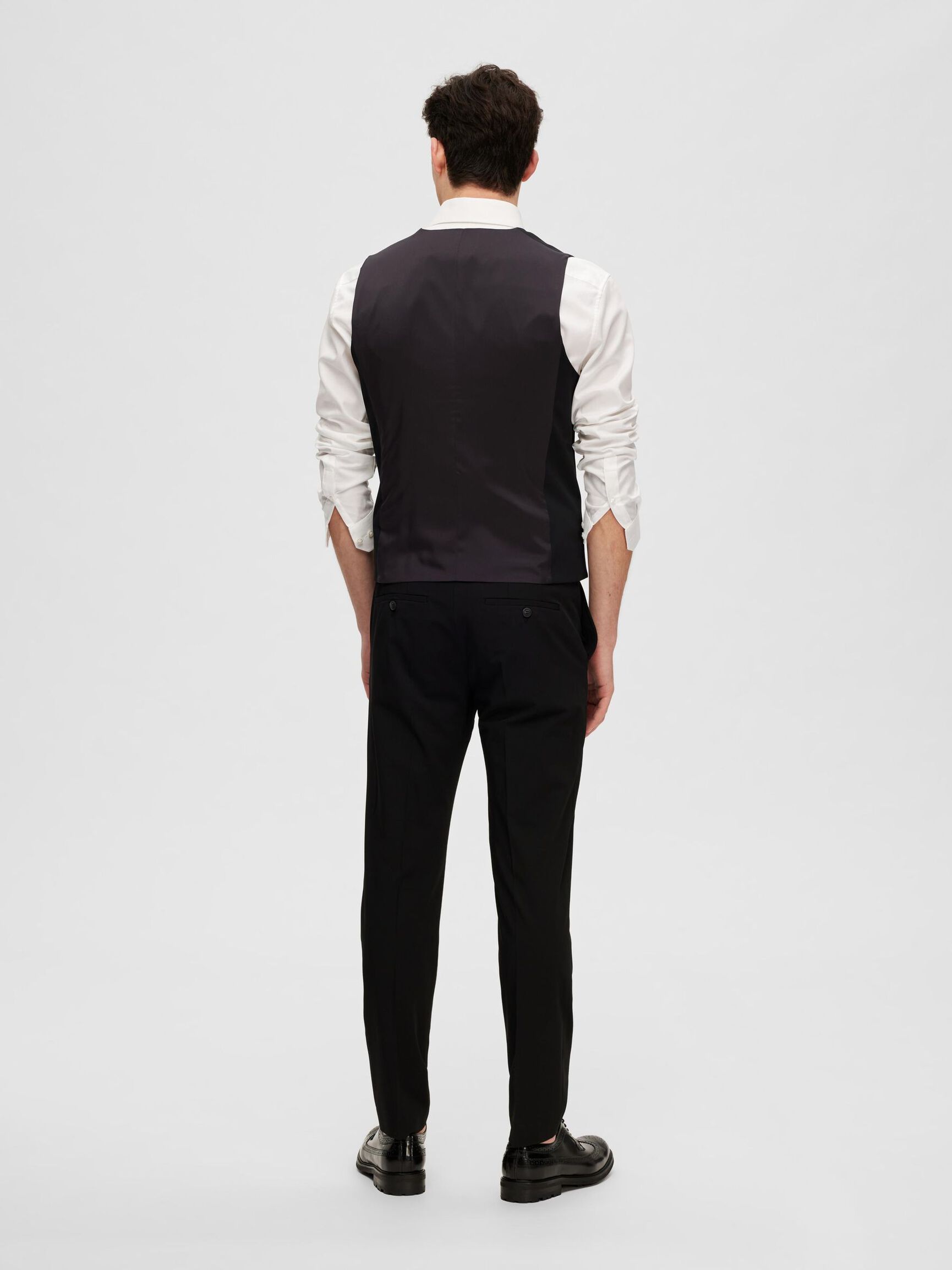 VISCOSE BLEND SLIM FIT  WAISTCOAT, Black, highres