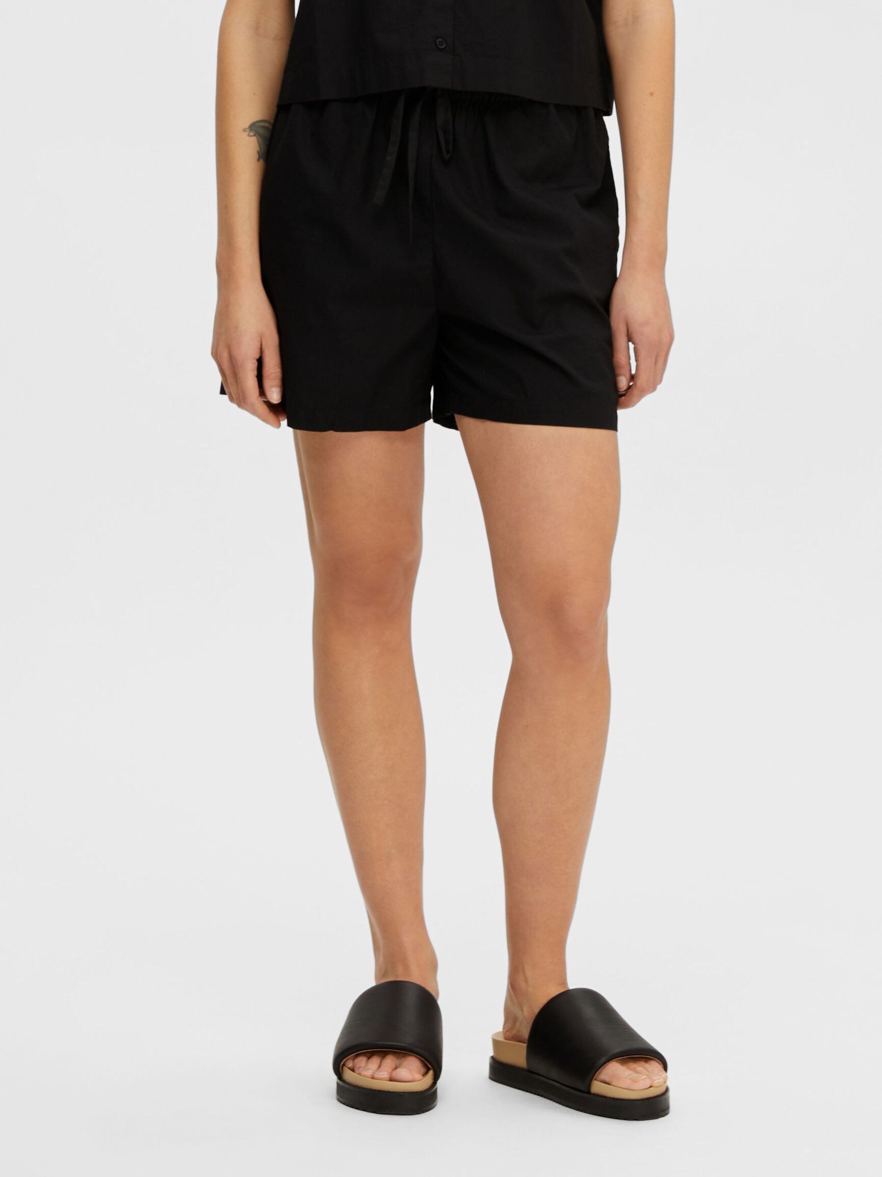 COTTON SHORTS, Black, highres