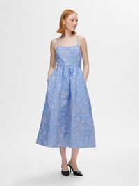 BLOMSTRET MIDIKJOLE, Cashmere Blue, highres
