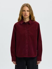REGULAR FIT CORDUROY SHIRT, Tawny Port, highres