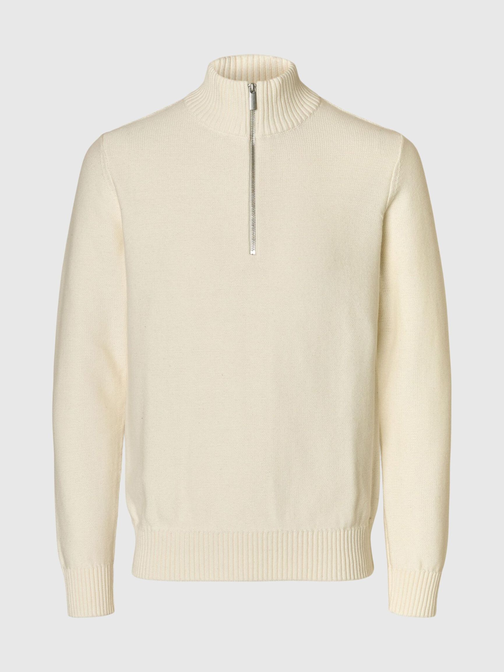 HALF-ZIP PULLOVER, Egret, highres