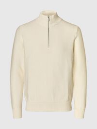 HALF-ZIP PULLOVER, Egret, highres